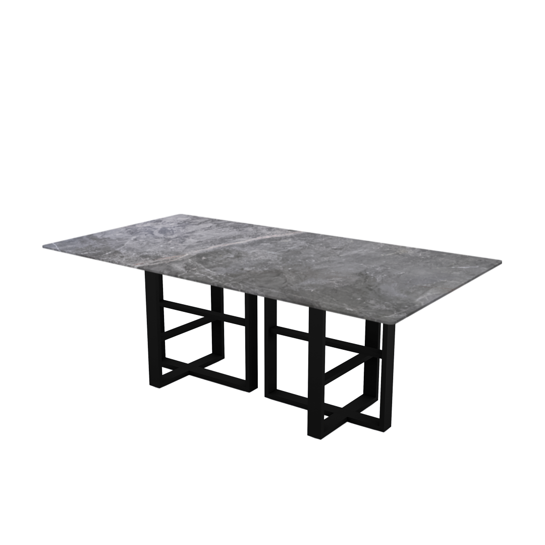 7ft Rectangular Perth Grey Natural Marble Dining Table
