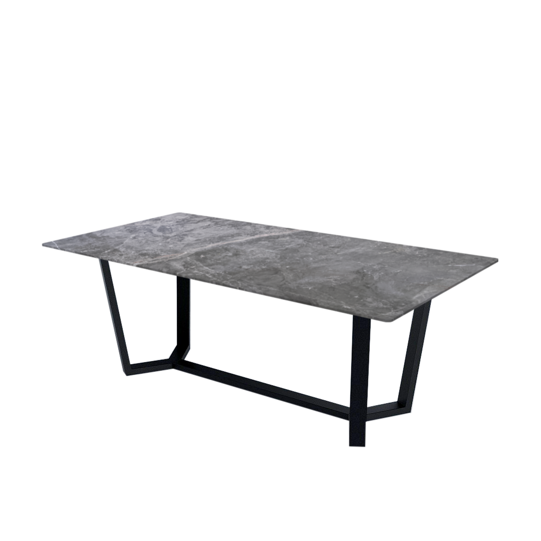 7ft Rectangular Perth Grey Natural Marble Dining Table