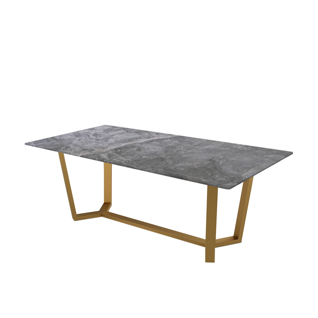 7ft Rectangular Perth Grey Natural Marble Dining Table