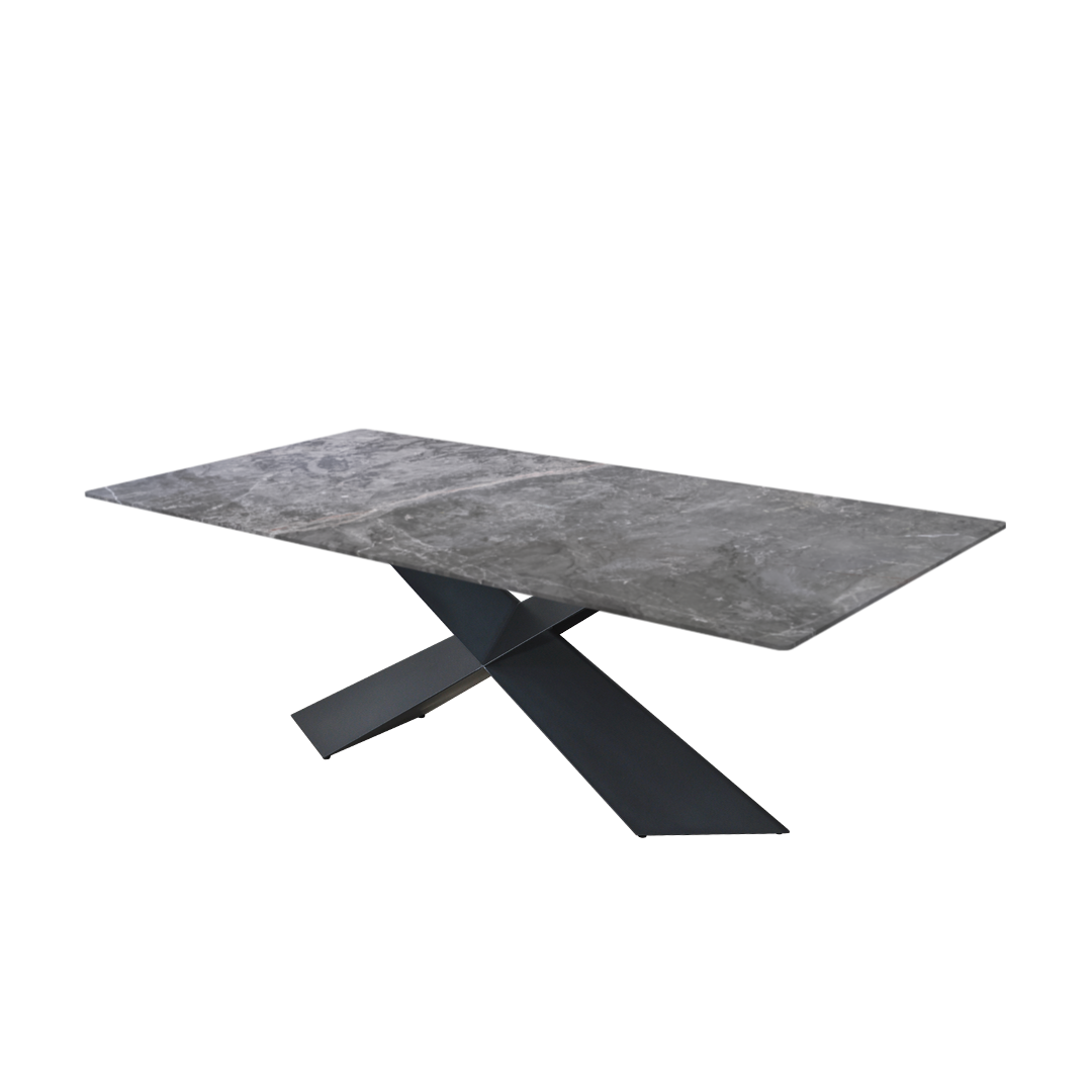 7ft Rectangular Perth Grey Natural Marble Dining Table