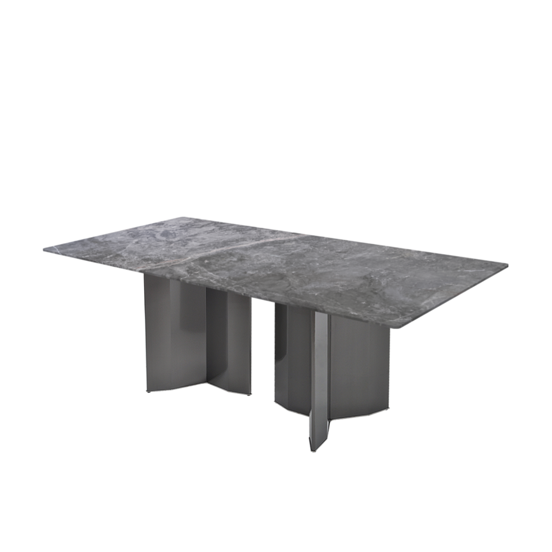 7ft Rectangular Perth Grey Natural Marble Dining Table