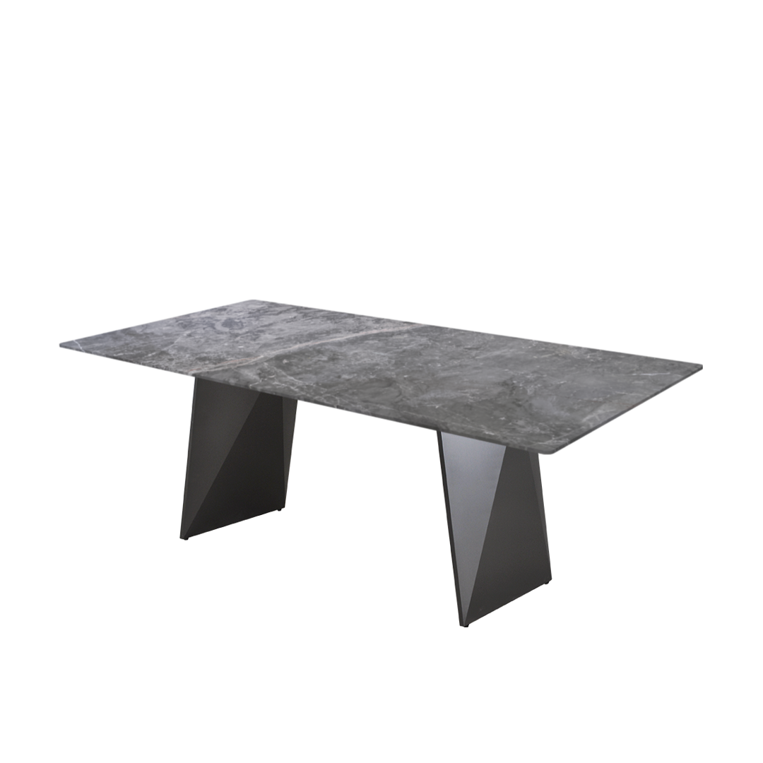 7ft Rectangular Perth Grey Natural Marble Dining Table