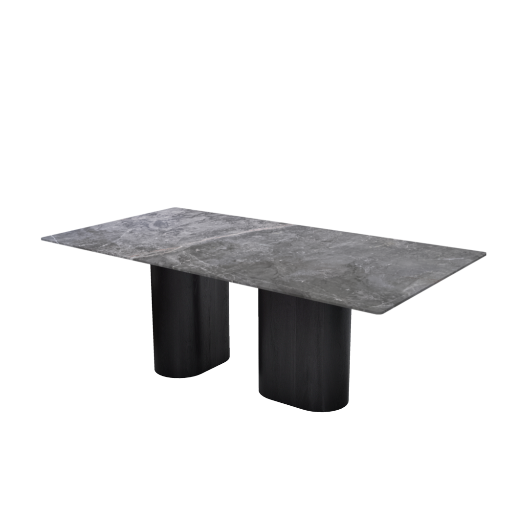 7ft Rectangular Perth Grey Natural Marble Dining Table