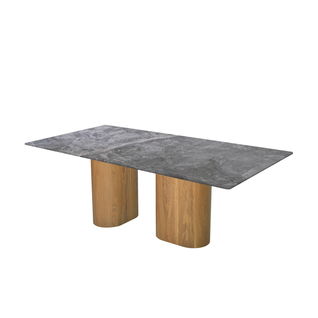 7ft Rectangular Perth Grey Natural Marble Dining Table