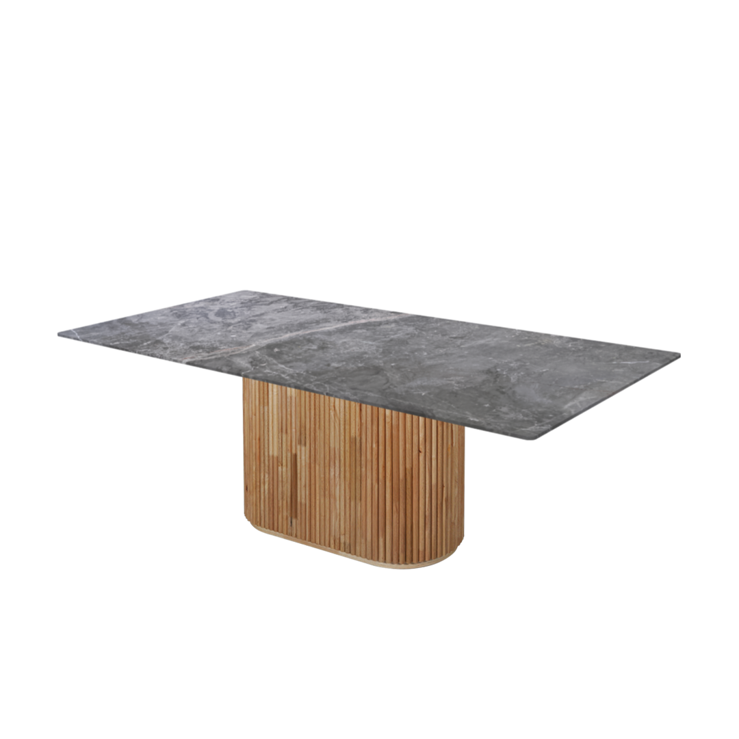 7ft Rectangular Perth Grey Natural Marble Dining Table