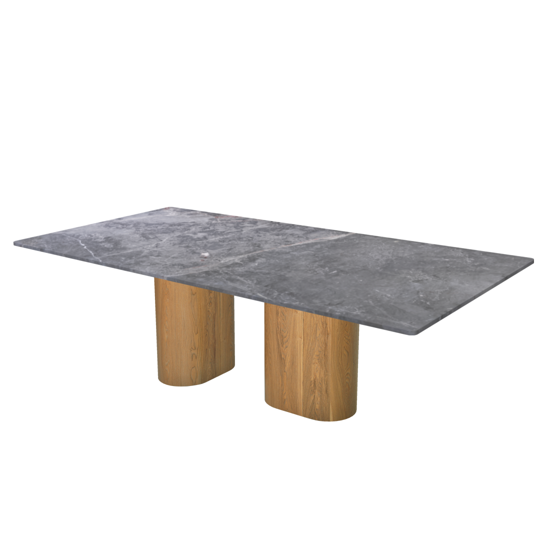 8ft Rectangular Perth Grey Natural Marble Dining Table