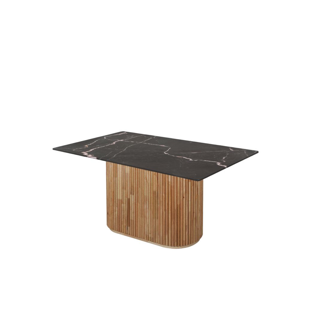5ft Rectangular Coffee Mousse Natural Marble Dining Table