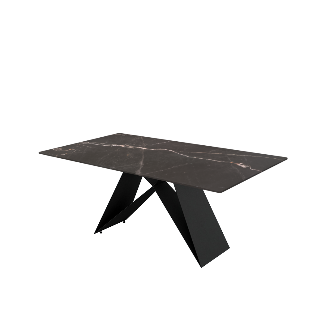 6ft Rectangular Coffee Mousse Natural Marble Dining Table