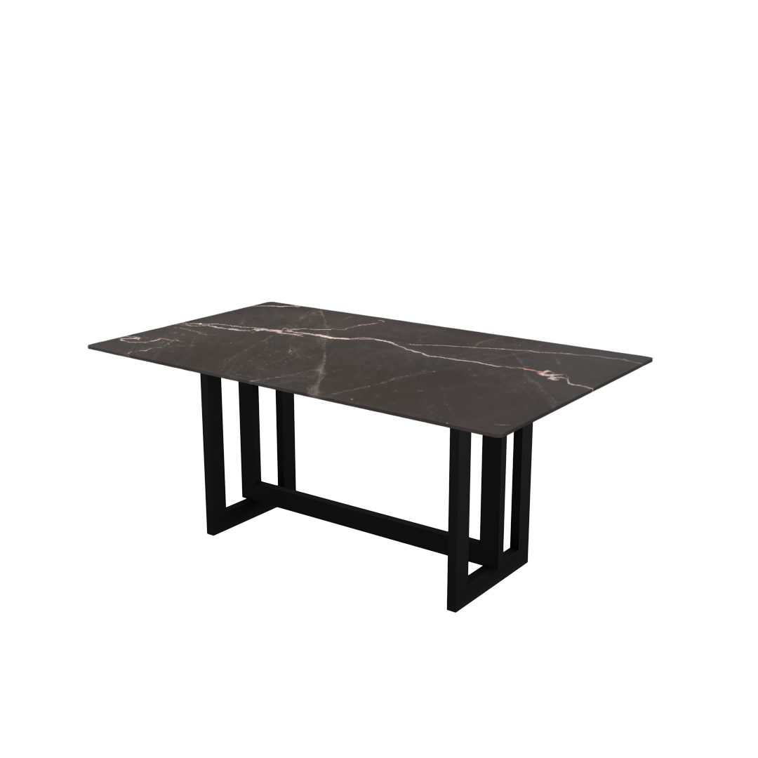 6ft Rectangular Coffee Mousse Natural Marble Dining Table