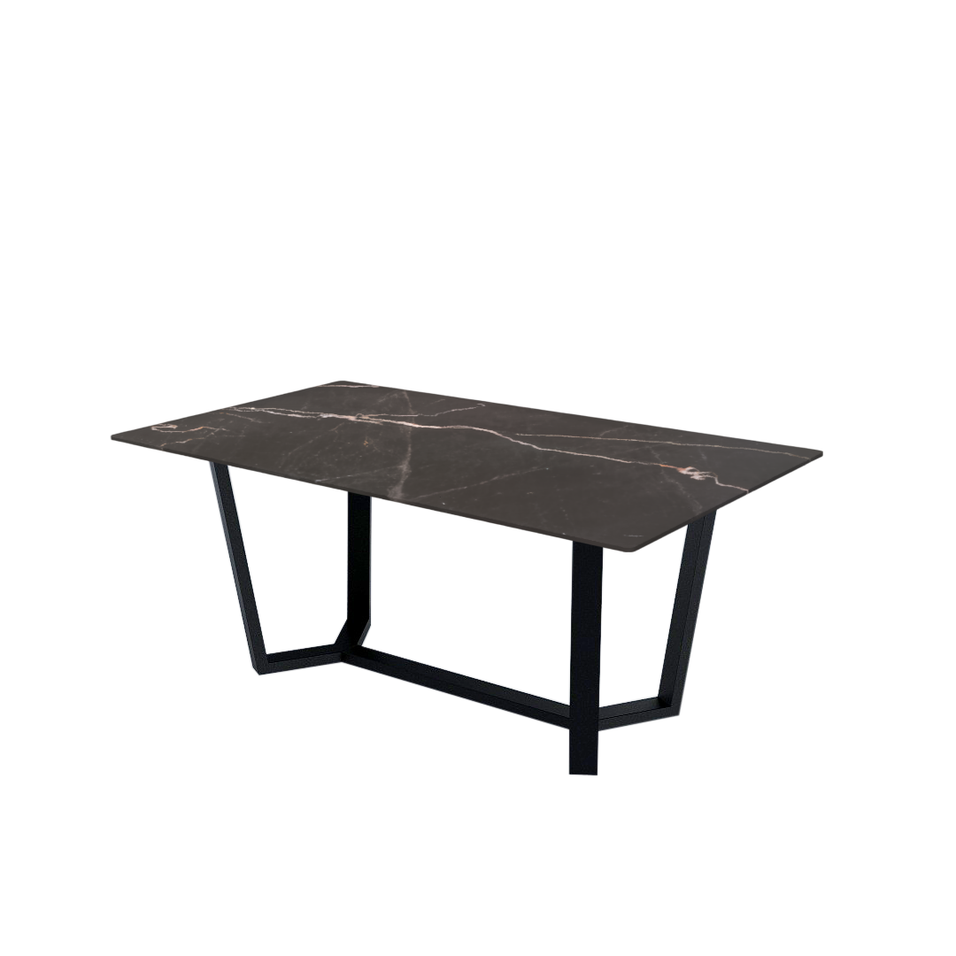 6ft Rectangular Coffee Mousse Natural Marble Dining Table