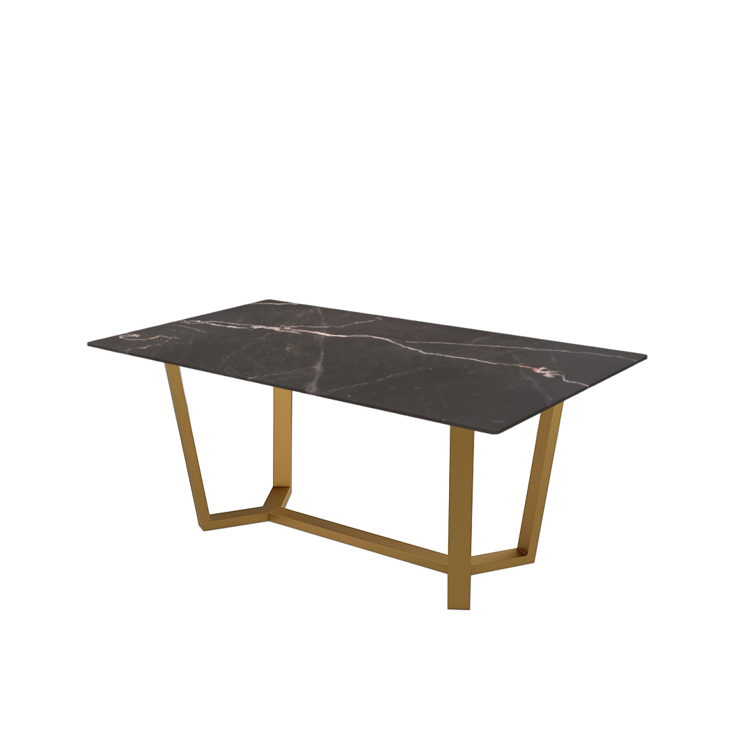 6ft Rectangular Coffee Mousse Natural Marble Dining Table