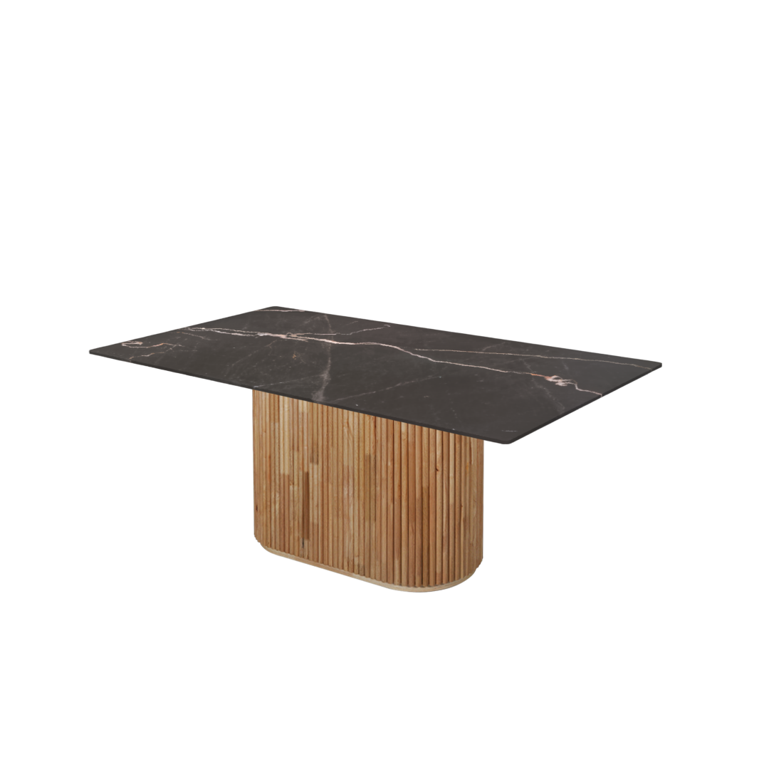 6ft Rectangular Coffee Mousse Natural Marble Dining Table