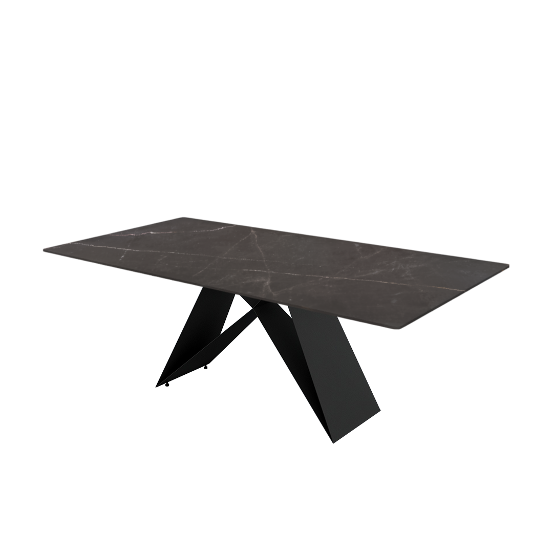 7ft Rectangular Coffee Mousse Natural Marble Dining Table