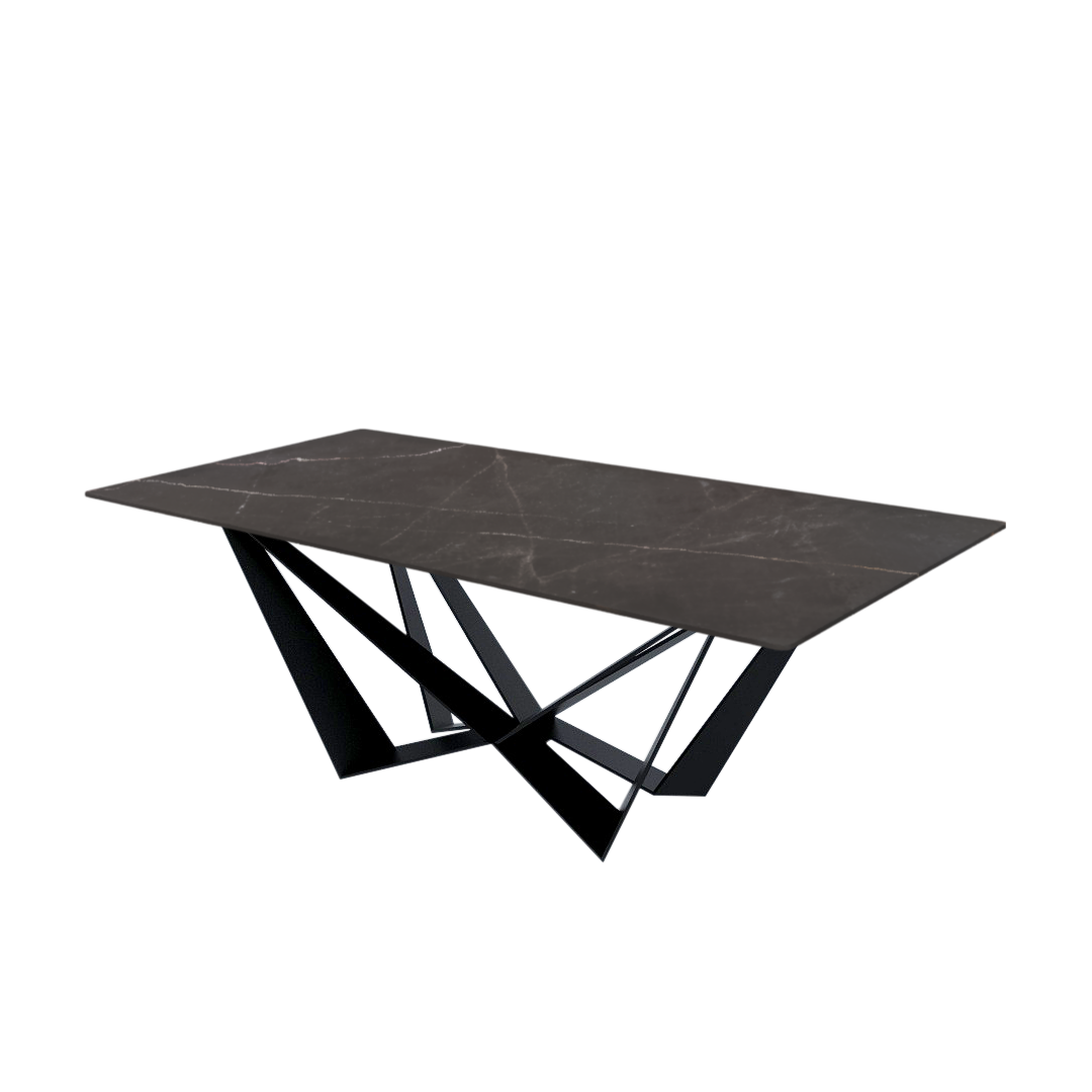 7ft Rectangular Coffee Mousse Natural Marble Dining Table