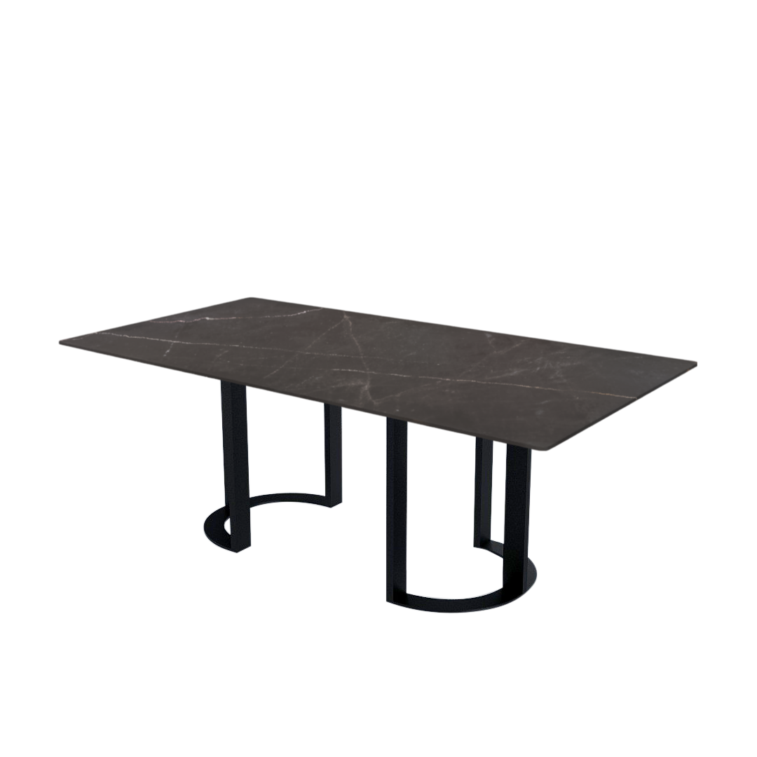 7ft Rectangular Coffee Mousse Natural Marble Dining Table