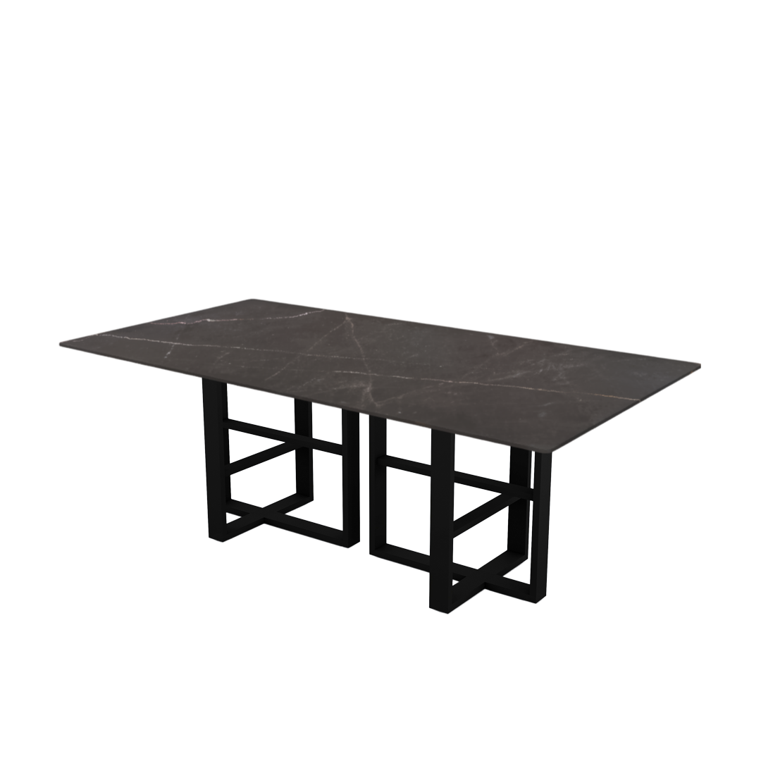 7ft Rectangular Coffee Mousse Natural Marble Dining Table