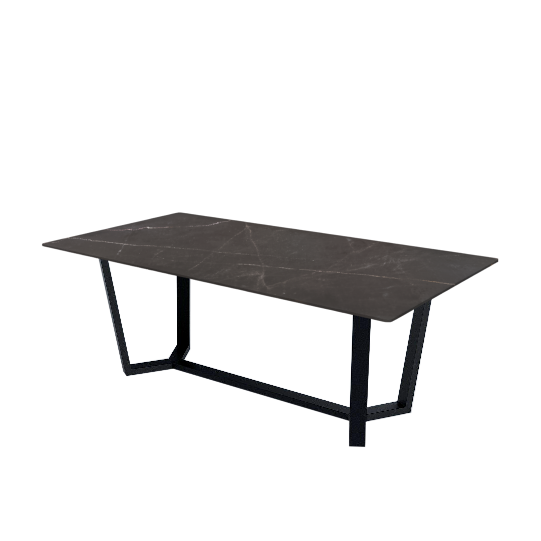 7ft Rectangular Coffee Mousse Natural Marble Dining Table