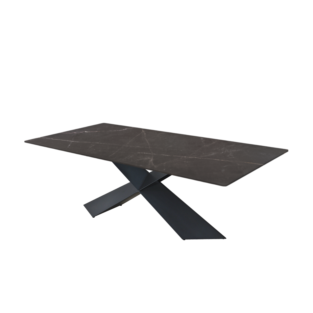 7ft Rectangular Coffee Mousse Natural Marble Dining Table