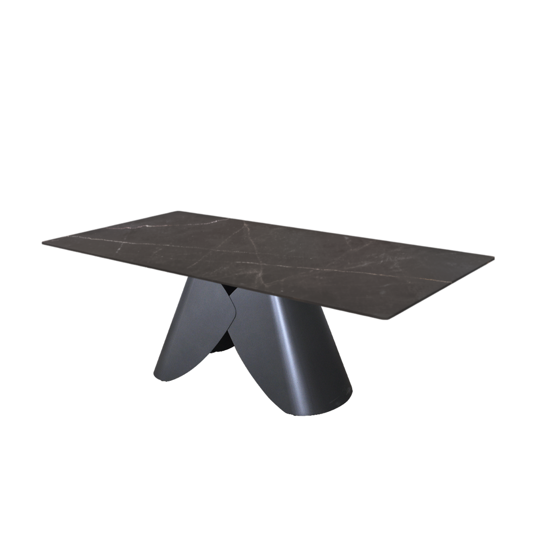 7ft Rectangular Coffee Mousse Natural Marble Dining Table