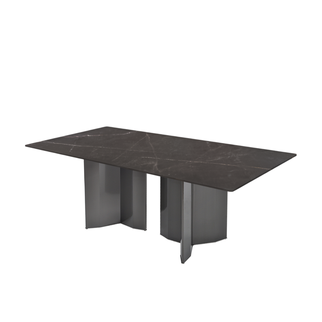 7ft Rectangular Coffee Mousse Natural Marble Dining Table