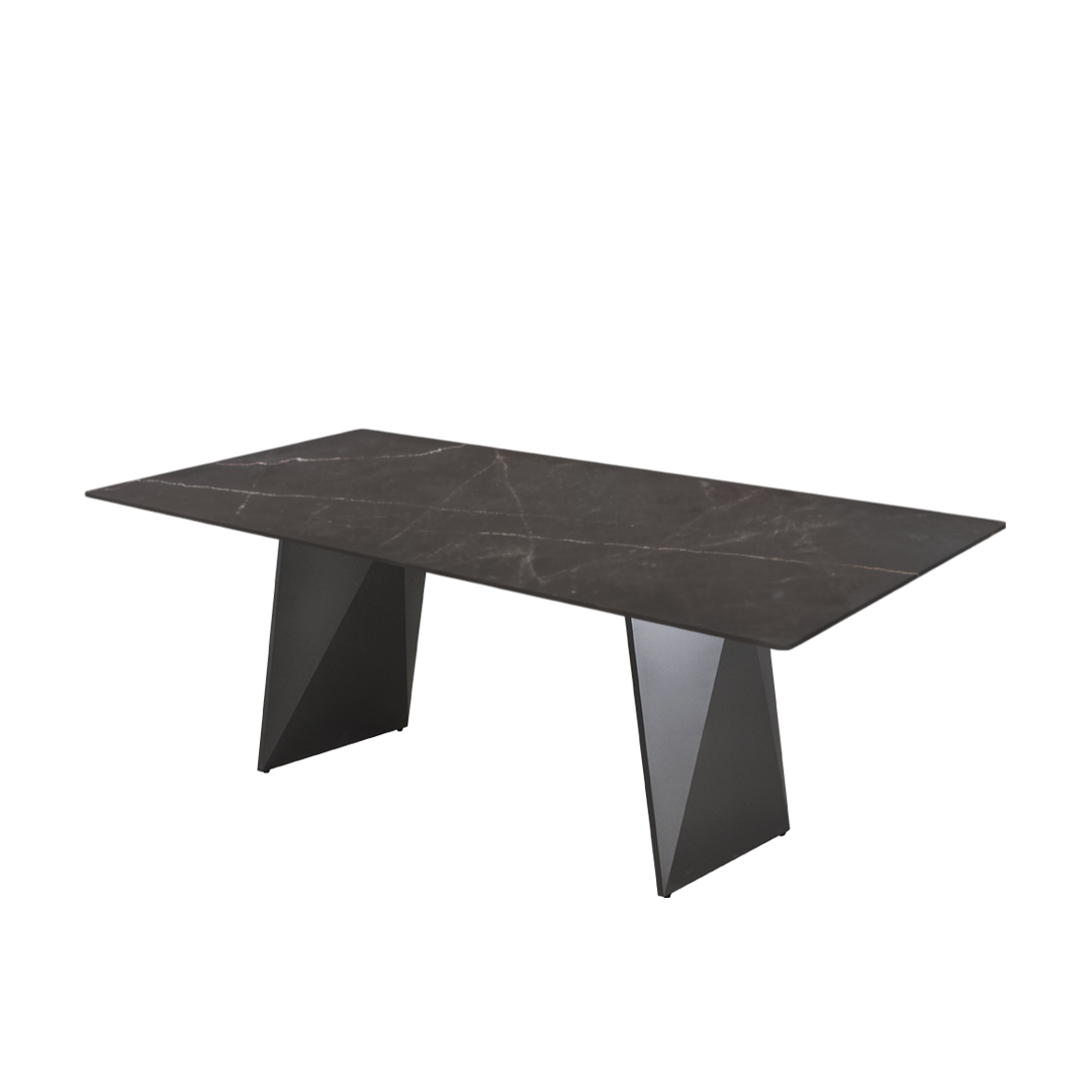 7ft Rectangular Coffee Mousse Natural Marble Dining Table