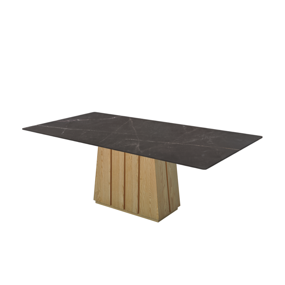 7ft Rectangular Coffee Mousse Natural Marble Dining Table