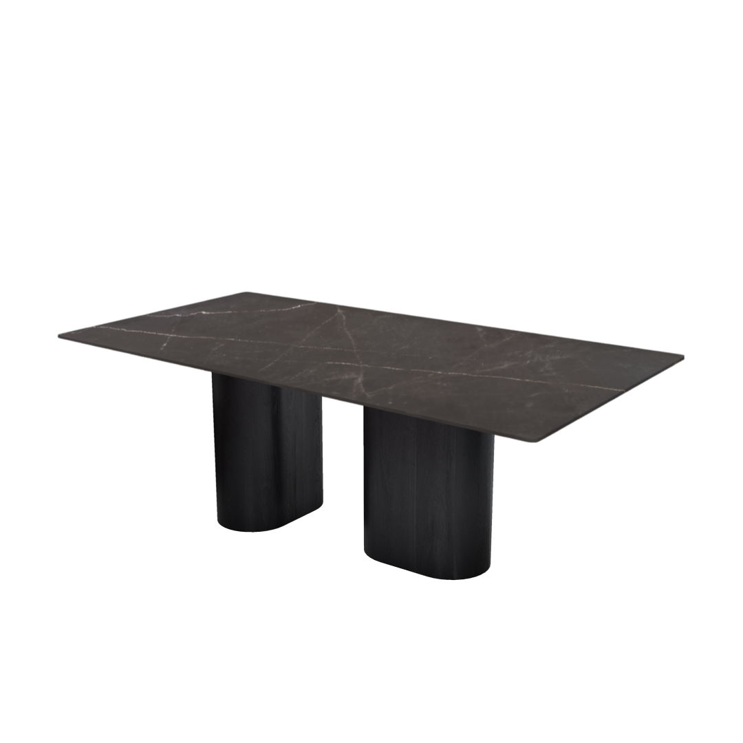 7ft Rectangular Coffee Mousse Natural Marble Dining Table