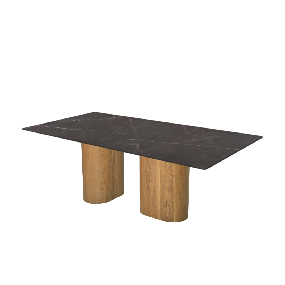 7ft Rectangular Coffee Mousse Natural Marble Dining Table