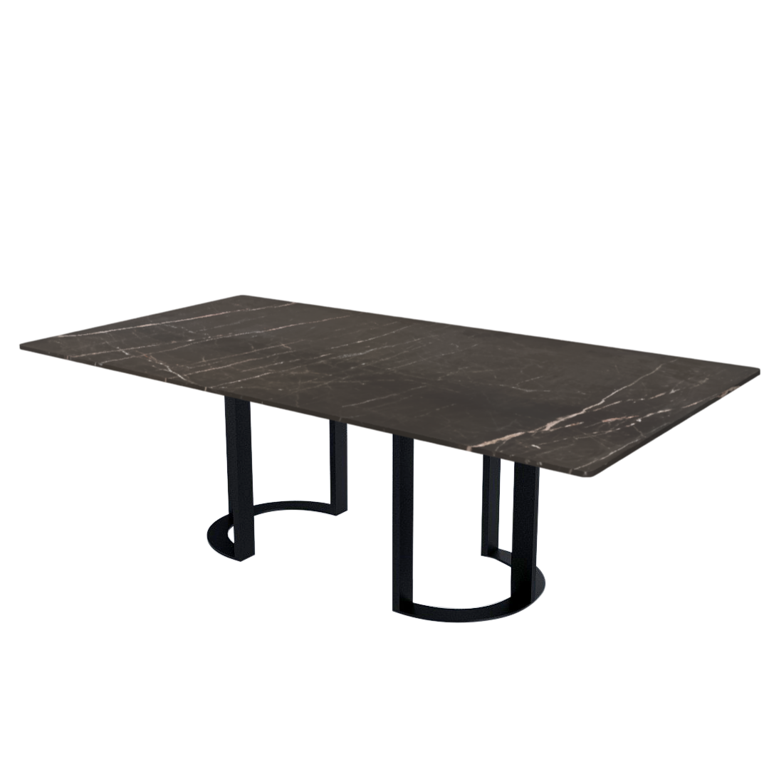 8ft Rectangular Coffee Mousse Natural Marble Dining Table