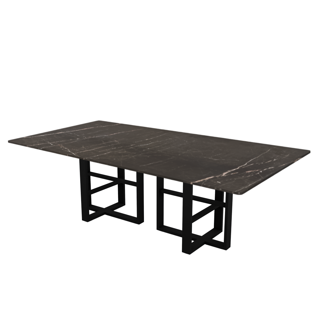 8ft Rectangular Coffee Mousse Natural Marble Dining Table