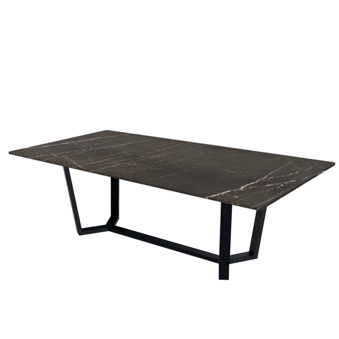8ft Rectangular Coffee Mousse Natural Marble Dining Table