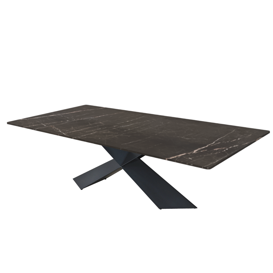 8ft Rectangular Coffee Mousse Natural Marble Dining Table