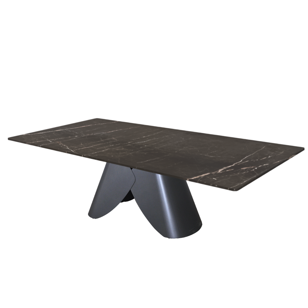 8ft Rectangular Coffee Mousse Natural Marble Dining Table