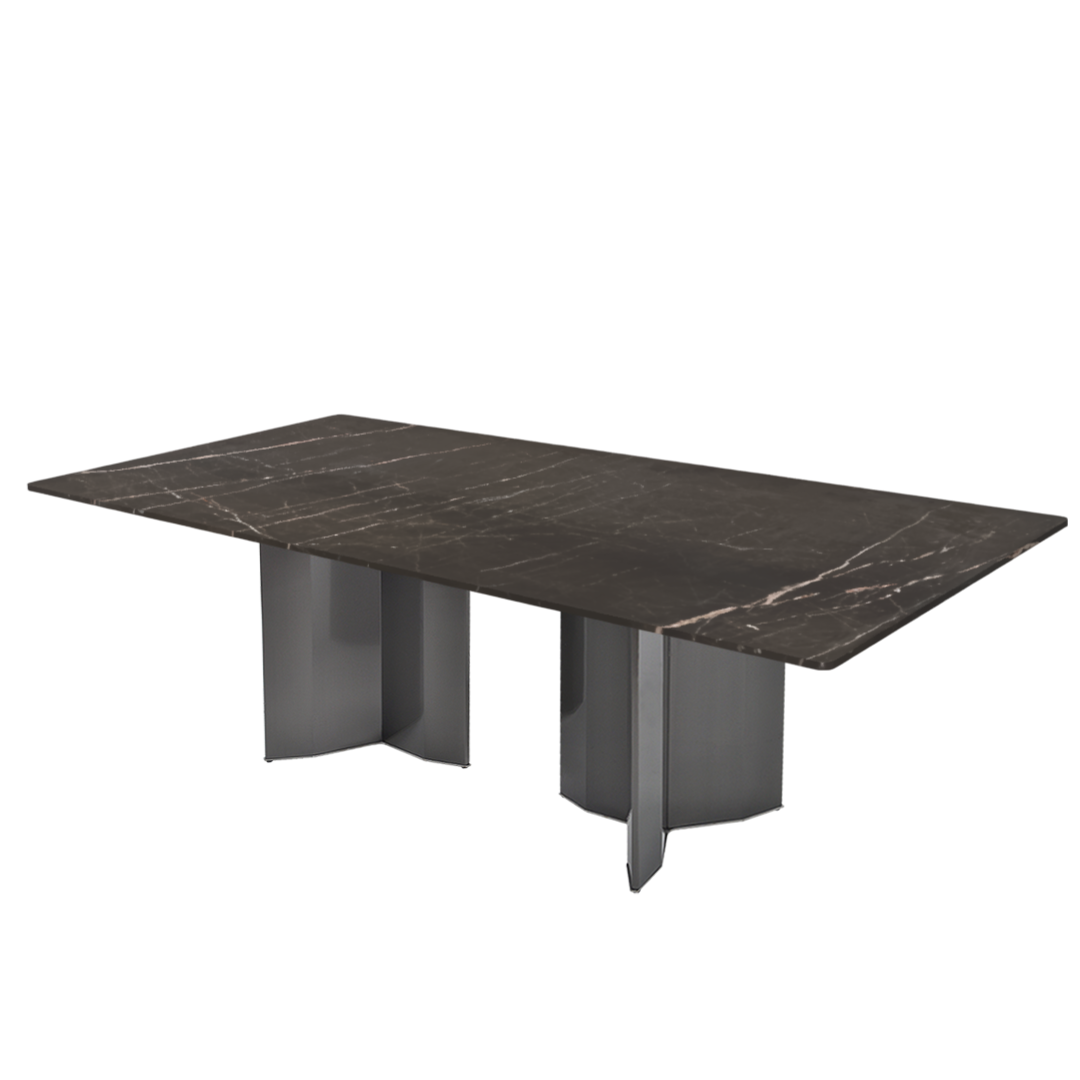 8ft Rectangular Coffee Mousse Natural Marble Dining Table