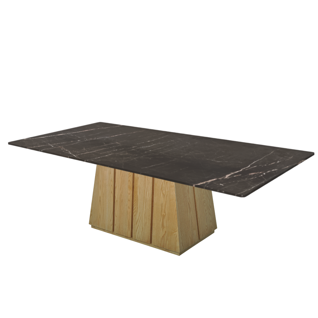 8ft Rectangular Coffee Mousse Natural Marble Dining Table