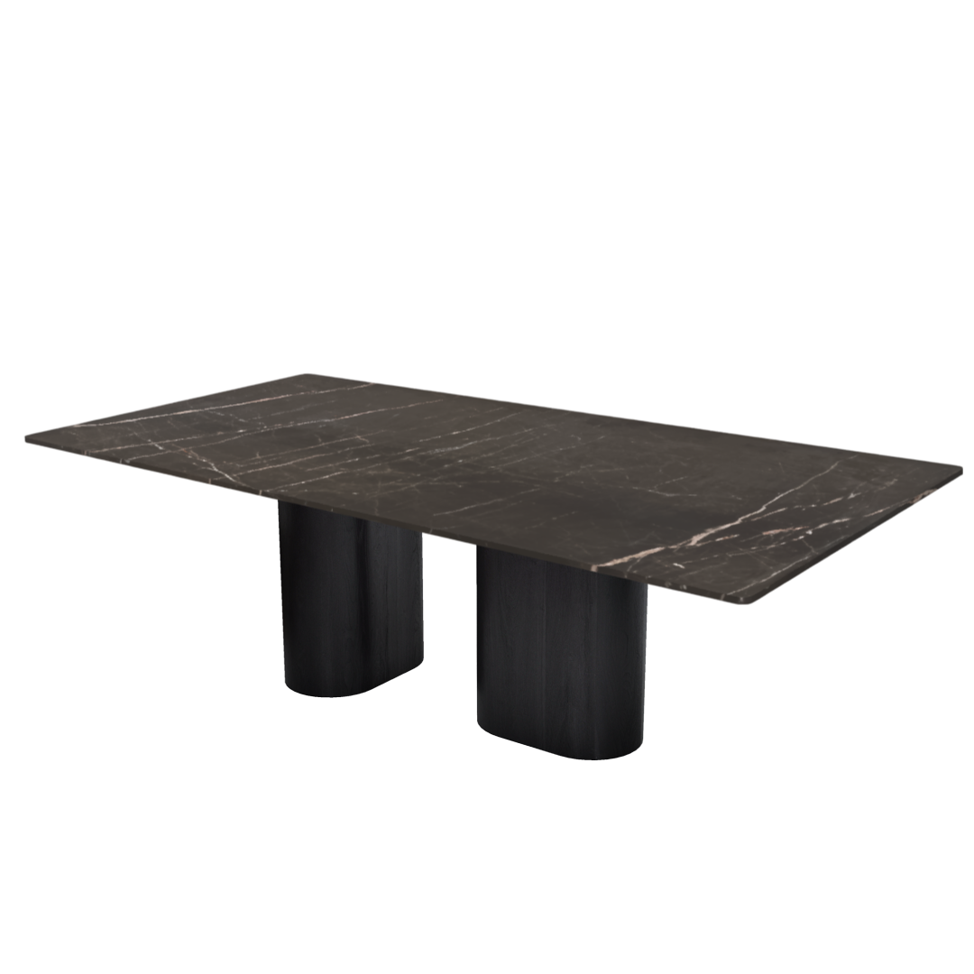 8ft Rectangular Coffee Mousse Natural Marble Dining Table