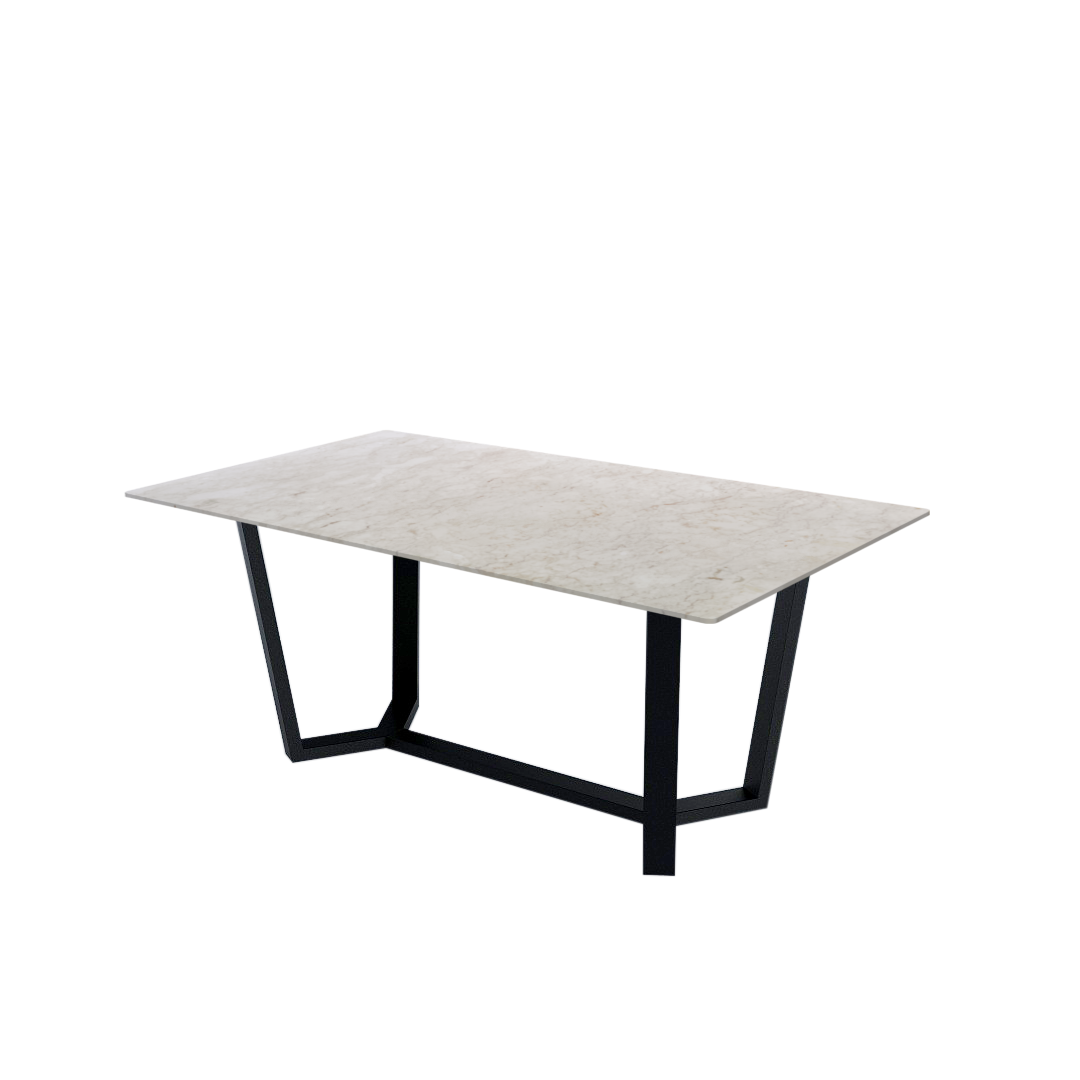6ft Rectangular Crema Marfil Natural Marble Dining Table