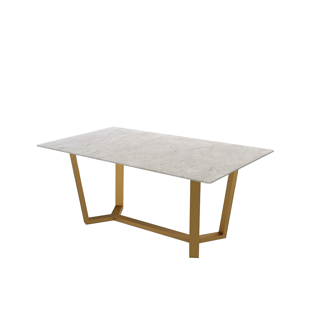 6ft Rectangular Crema Marfil Natural Marble Dining Table