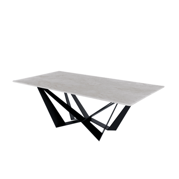 8ft Rectangular Diamond white Natural Marble Dining Table