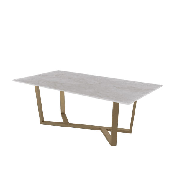 8ft Rectangular Diamond white Natural Marble Dining Table