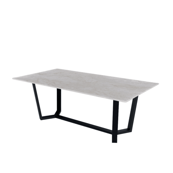 8ft Rectangular Diamond white Natural Marble Dining Table