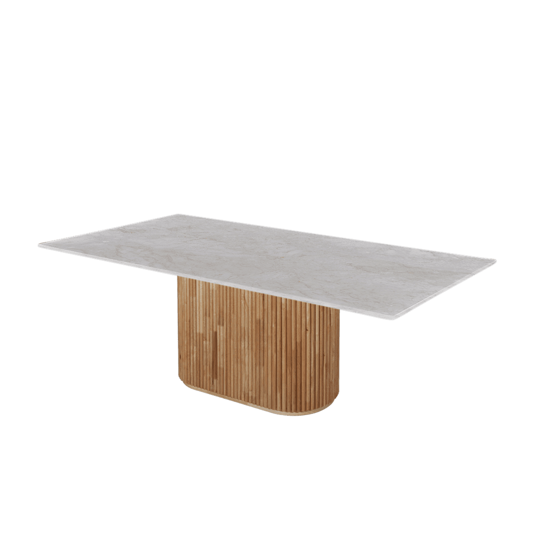 7ft Rectangular Crema Marfil Natural Marble Dining Table