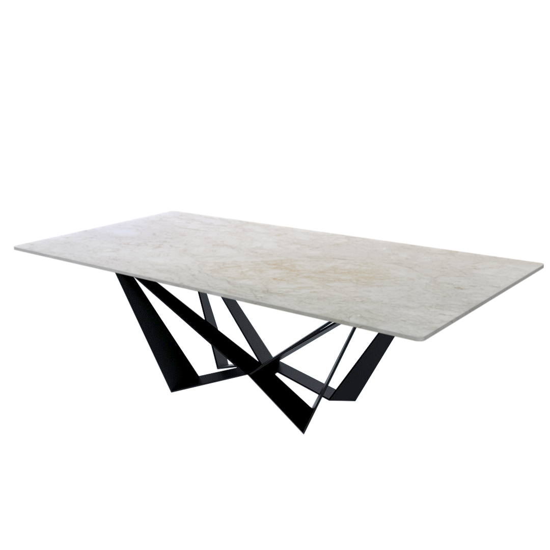 8ft Rectangular Crema Marfil Natural Marble Dining Table
