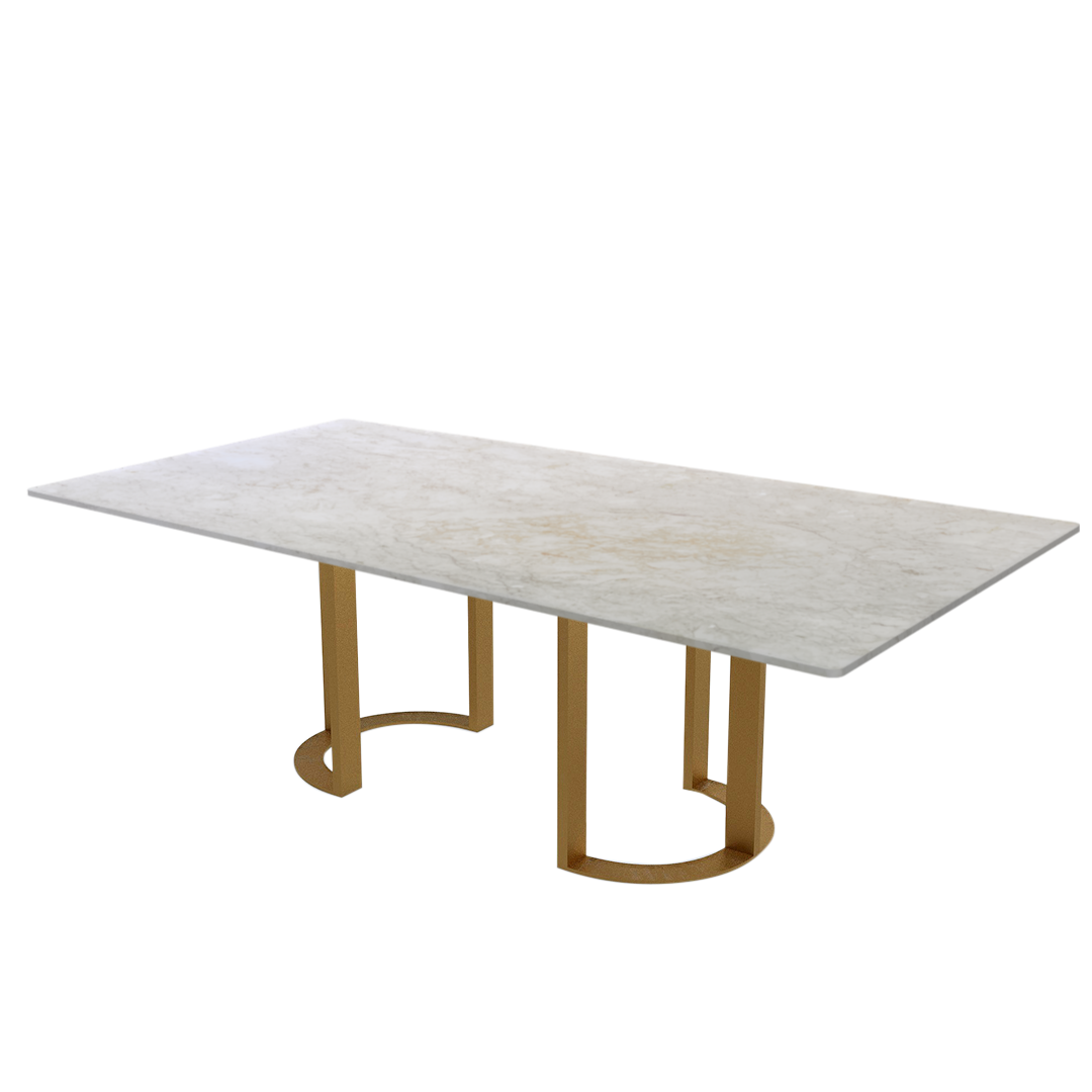 8ft Rectangular Crema Marfil Natural Marble Dining Table