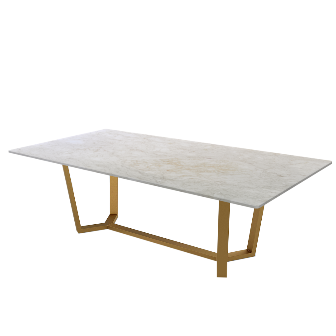 8ft Rectangular Crema Marfil Natural Marble Dining Table
