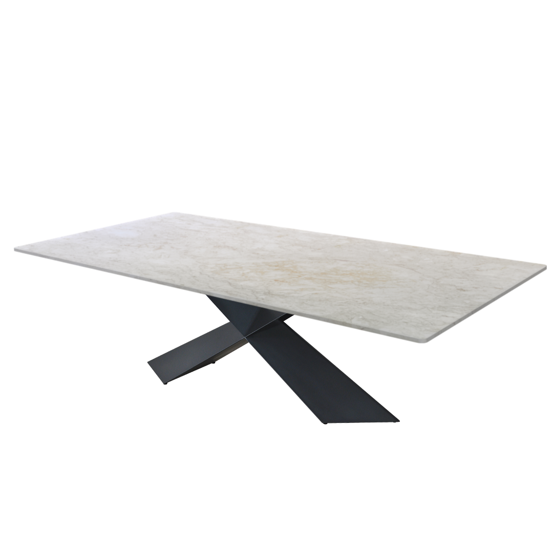8ft Rectangular Crema Marfil Natural Marble Dining Table