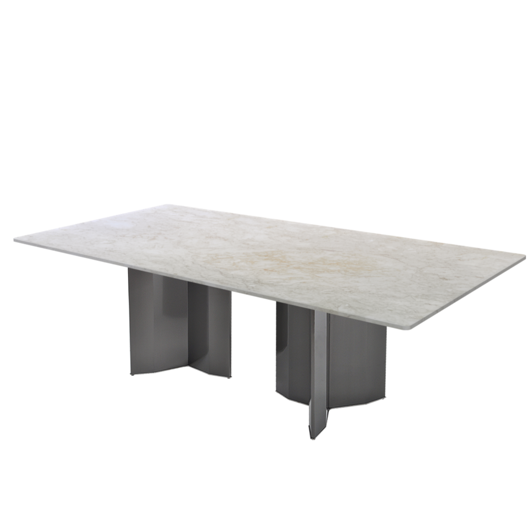 8ft Rectangular Crema Marfil Natural Marble Dining Table