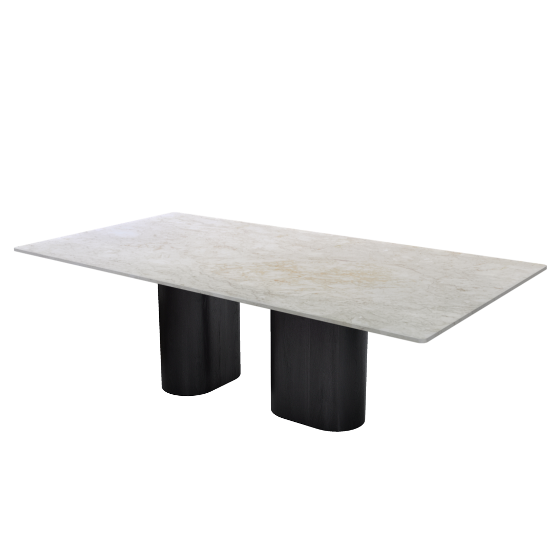 8ft Rectangular Crema Marfil Natural Marble Dining Table