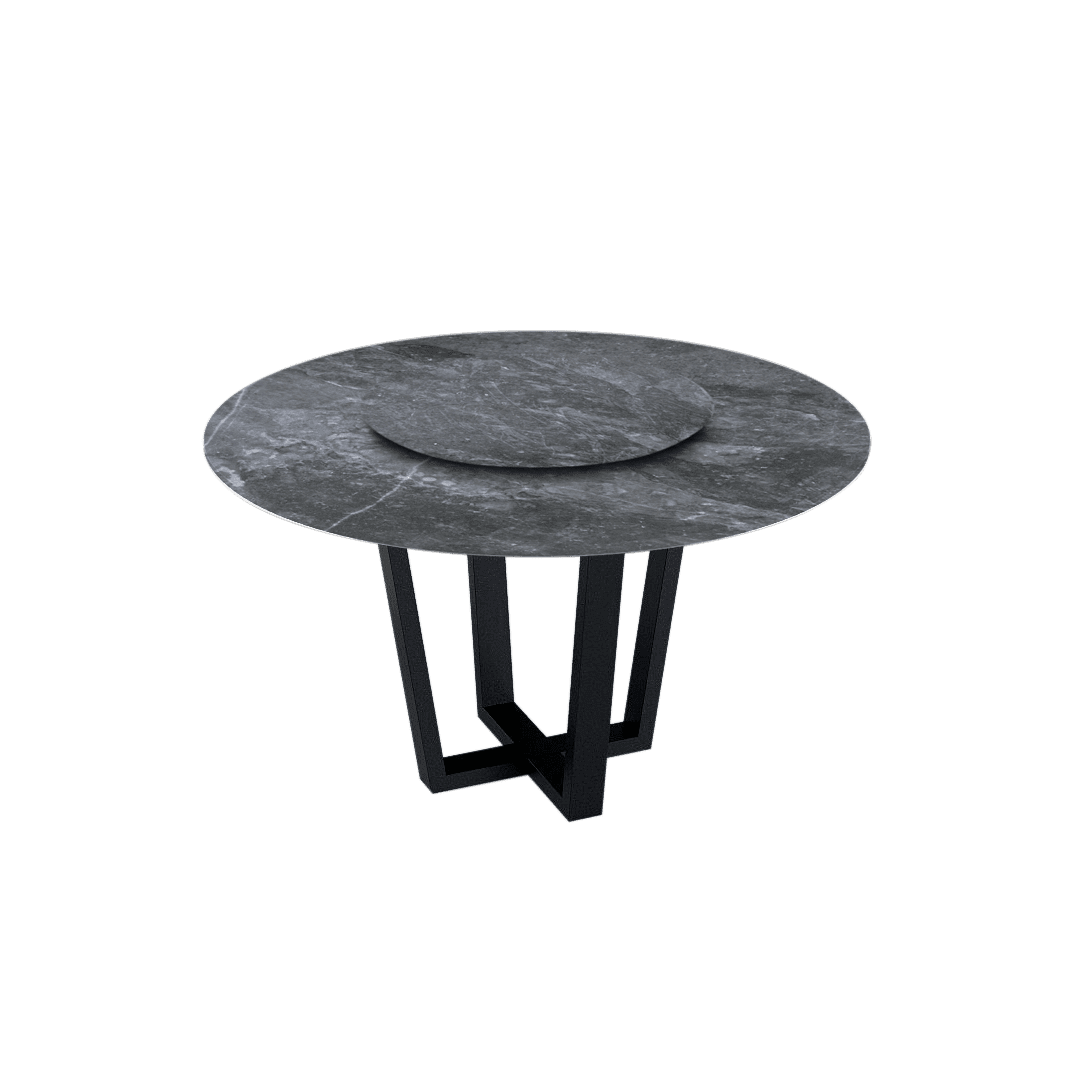 4.3ft Round Era Silver Natural Marble Dining Table