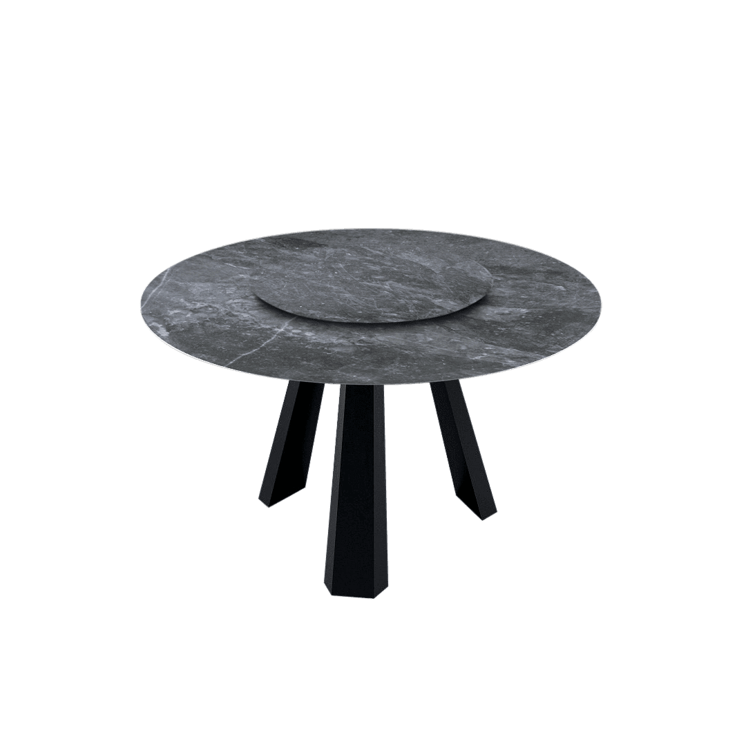 4.3ft Round Era Silver Natural Marble Dining Table